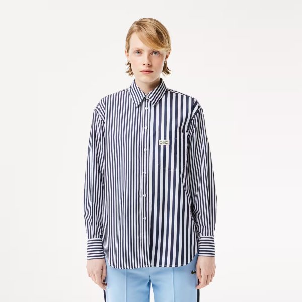Women's Striped Cotton Poplin Shirt