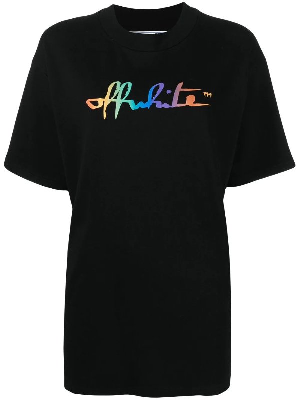 rainbow script logo print Tomboy T-shirt
