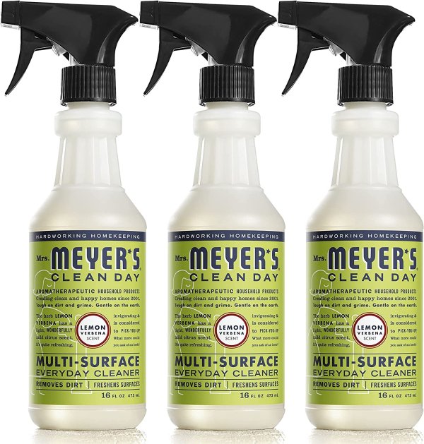 Multi-Surface Cleaner Spray, Everyday Cleaning Solution for Countertops, Floors, Walls and More, Lemon Verbena, 16 fl oz - Pack of 3 Spray Bottles