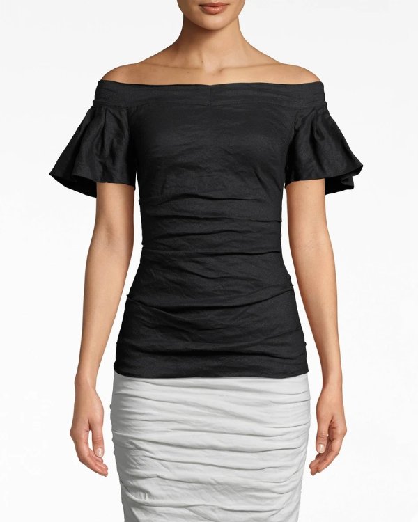 Solid Cotton Metal Off The Shoulder Top