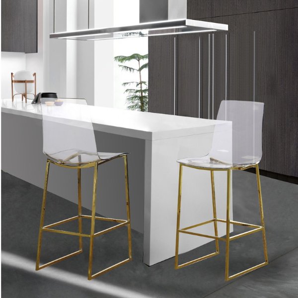 Lumen Gold Metal/Acrylic Stool - Contemporary - Bar Stools And Counter Stools - by Meridian Furniture