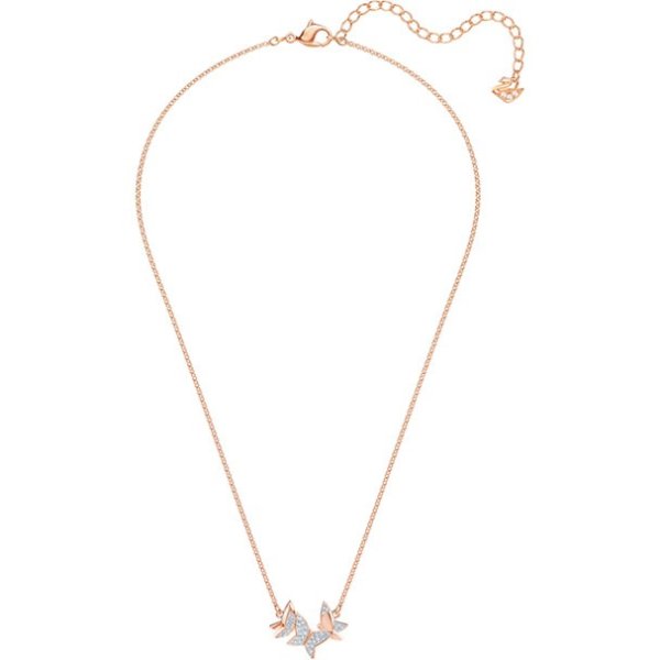Lilia Necklace, Small, White, Rose gold plating by SWAROVSKI