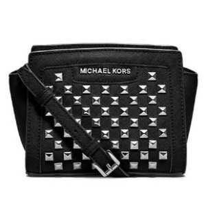 MICHAEL MICHAEL KORS Selma Studded Saffiano Leather Mini Messenger Bag