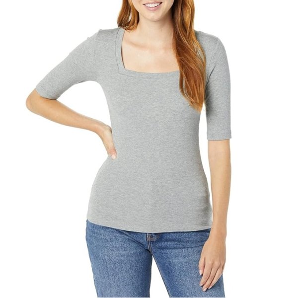 Amazon Aware Women's Ribbed Square Neck T-Shirt