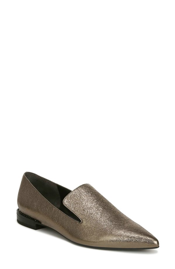 Topaz Leather Pointed Toe Metallic Loafer
