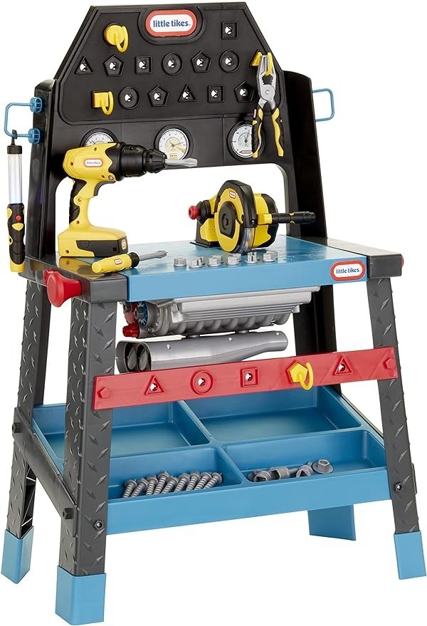2-in-1 Buildin' to Learn Motor/Wood Shop Auto and Wood Workshop with 50+ Realistic Accessories Kids 3+