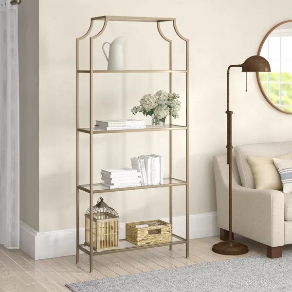 Otha 80.5'' H x 36'' W Metal And Glass Etagere BookcaseOtha 80.5'' H x 36'' W Metal And Glass Etagere BookcaseRatings & ReviewsCustomer PhotosQuestions & AnswersShipping & ReturnsMore to Explore