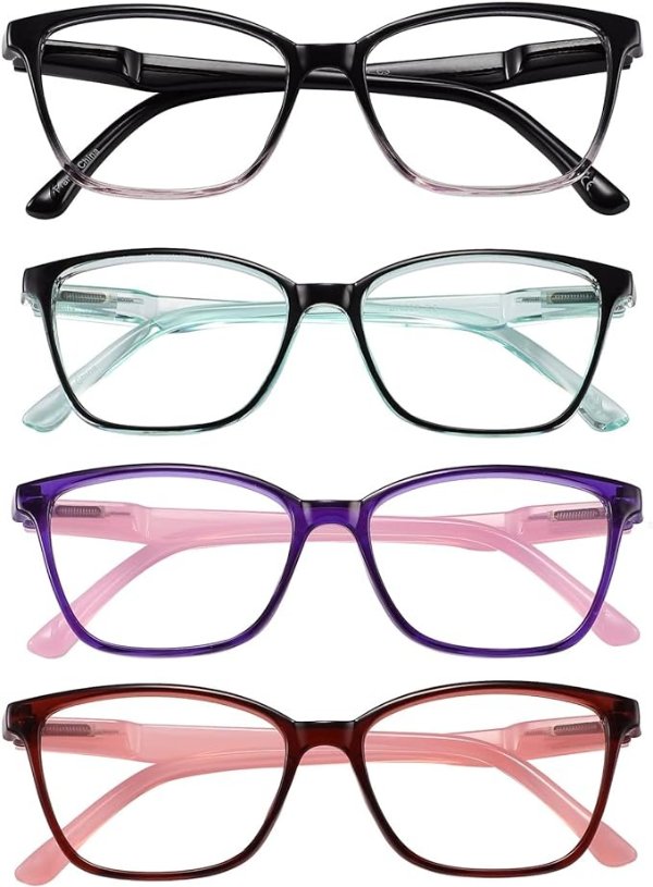 Przene 4件装防蓝光猫眼眼镜