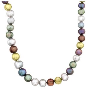 Multi-Color Graduating Ringed Pearl Strand Necklace