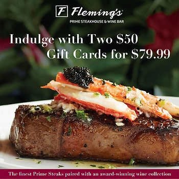 Fleming's Prime Steakhouse Two $50 Gift Cards
