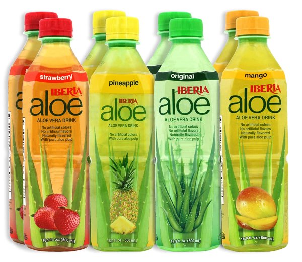 Aloe Vera Drink, Original, Mango, Pineapple, Strawberry, 8pks
