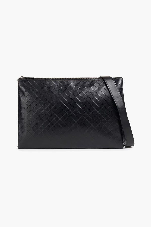 Intrecciato leather messenger bag