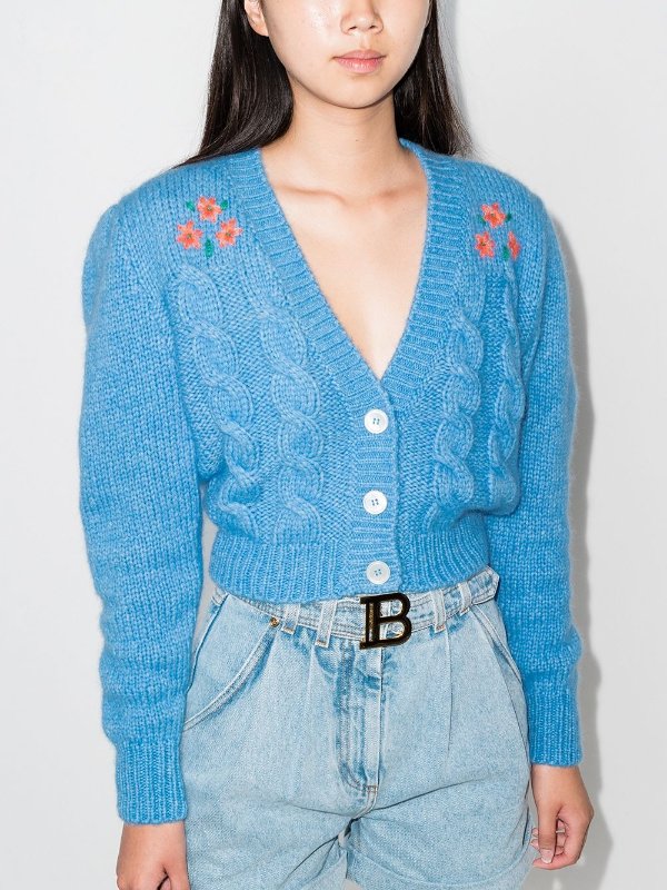 floral embroidery cropped cardigan
