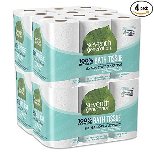 Toilet Paper, Bath Tissue, 100% Recycled Paper, 48 Rolls (Packaging May Vary)