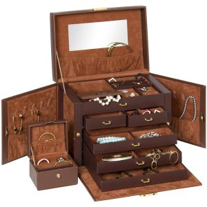 Best Choice Products Leather Jewelry Box w/ Velvet Interior