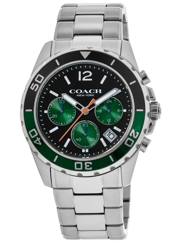 Kent Black & Green Chronograph Dial Steel Men's Watch 14602557
