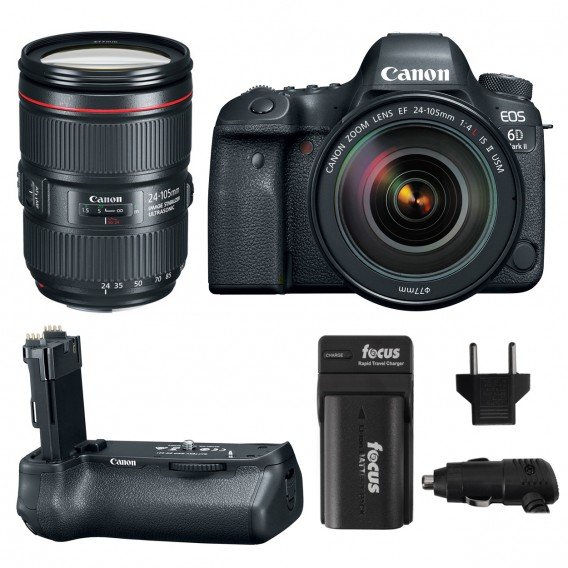 Canon EOS 6D Mark II w/ EF 24-105mm USM Lens & Battery Grip w/ Charger Kit