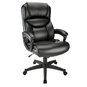 Realspace Fennington High-Back Bonded Leather Chair, Black/Black