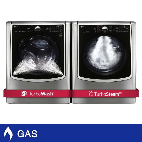 Mega Capacity 5.2 cu. ft. TurboWash Steam Washer and 9.0 cu. ft. Steam GAS Dryer