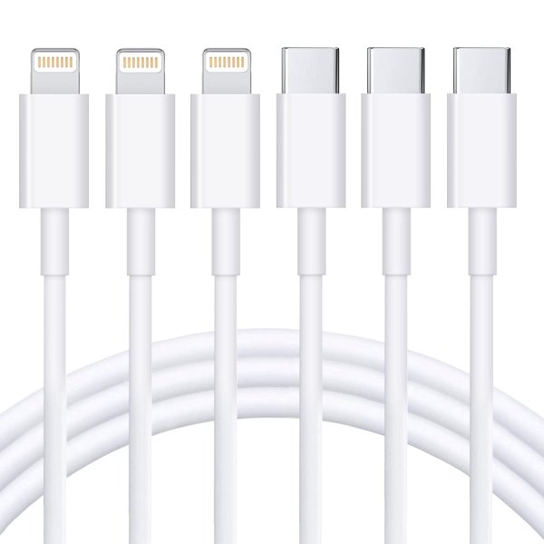 USB C to Lightning Cable 3Pack 6FT [Apple MFi Certified]