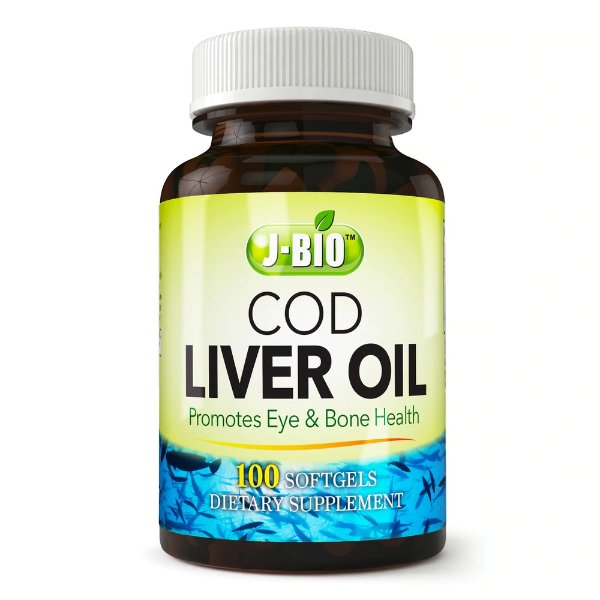 J-Bio® 5000 IU Cod Liver Oil with Vitamin A & D3 100 Softgels