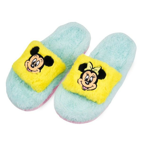 Mickey and Minnie Mouse 绒绒拖鞋，成人码