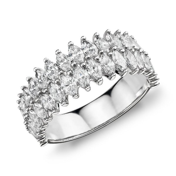 Monique Lhuillier Diamond Double Marquise Fashion Ring in Platinum (2 1/3 ct. tw.) | Blue Nile