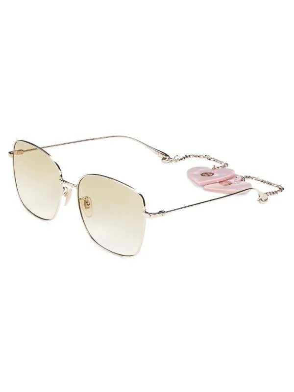60MM Square Sunglasses With Detachable Charm