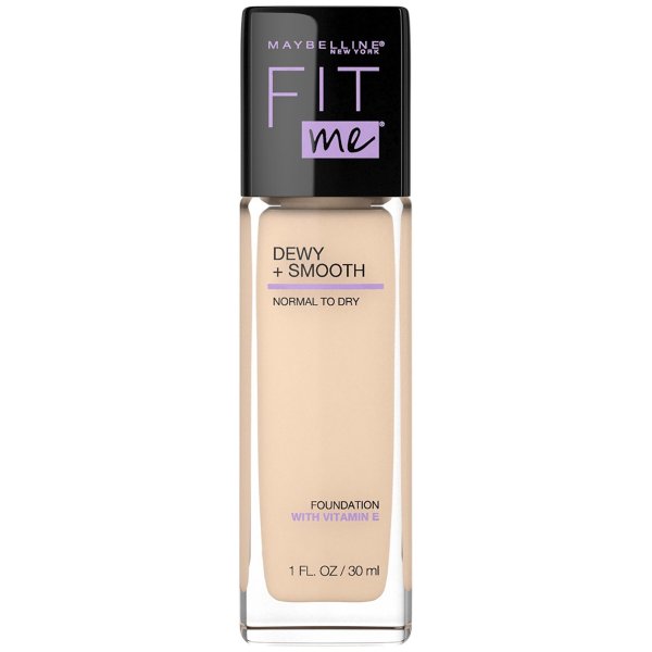 Maybelline Fit Me Dewy + Smooth Liquid Foundation Makeup with SPF 18, Porcelain, 1 fl. oz.