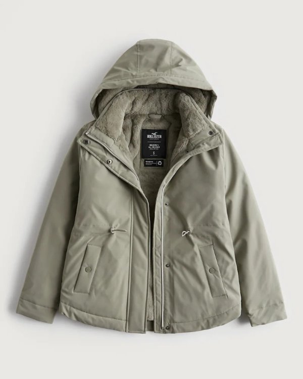 Hollister Hollister Faux Fur-Lined All-Weather Hooded Jacket 120.00