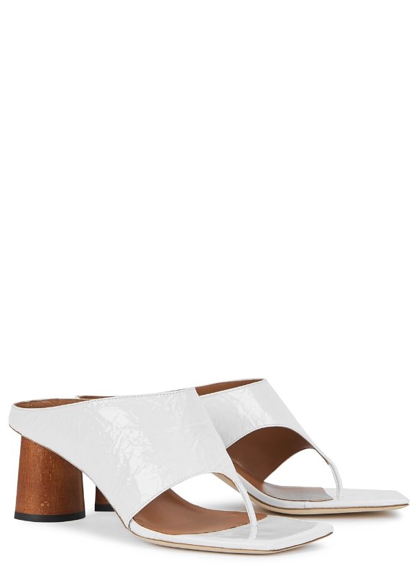 Lina 60 white leather mules
