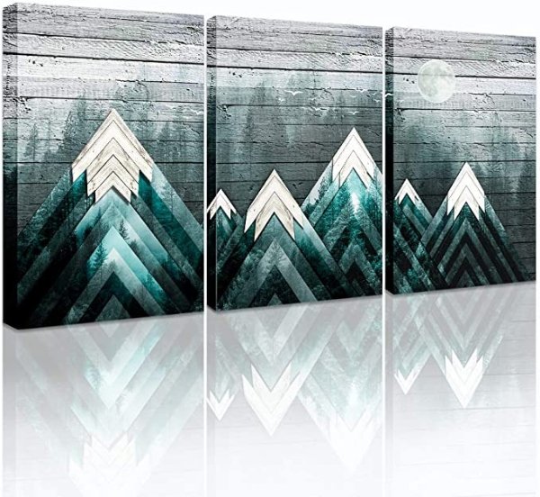 farmhouse Wall Art painting for Living Room bathroom Canvas art Wall decor for Bedroom kitchen office Wall Decoration Black and white Abstract mountain forest pictures Artwork for home walls 3 piece