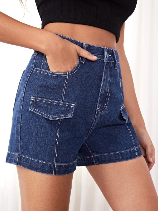 Slant Pocket Denim Shorts