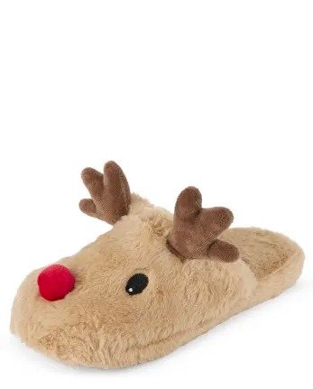 Unisex Adult Matching Family Christmas Reindeer Slippers | The Children's Place - BROWN