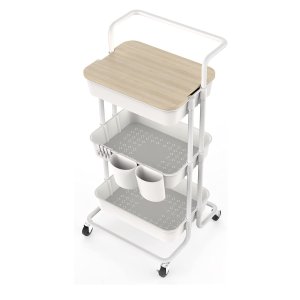 DTK 3 Tier Utility Rolling Cart with Cover Board