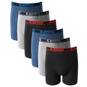 Men's Underwear, KAYIZU Brand Ultimate Soft Cotton Boxer Brief (6-Pack)