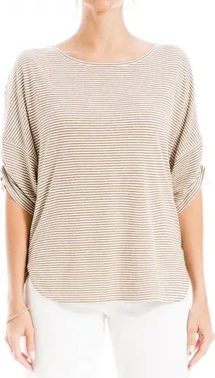 Stripe Scrunched Sleeve T-Shirt