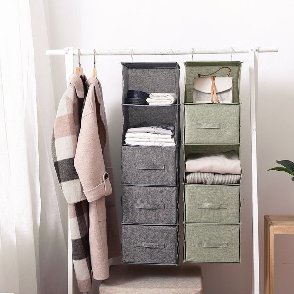Imitation Linen Fabric Multi Layers Foldable Clothing Organizer With Separate Drawer