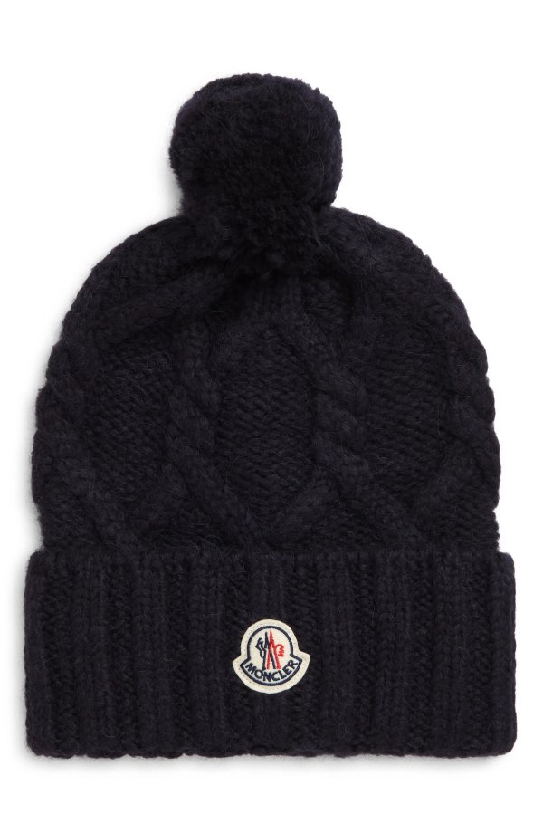 Logo Patch Cable Knit Beanie