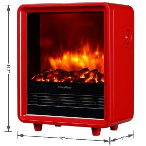 PuraFlame Octavia Red 12 inch Portable electric Heater, Eco Friendly, 1500W