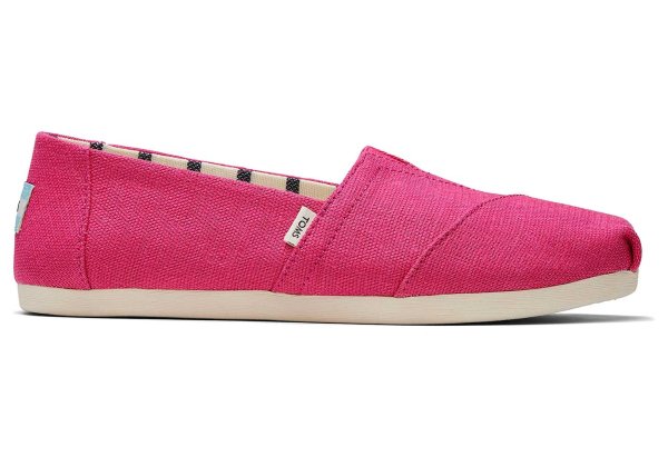 Bright Fuchsia Pink Heritage Canvas Womens Alpargata Slip On Shoe | TOMS