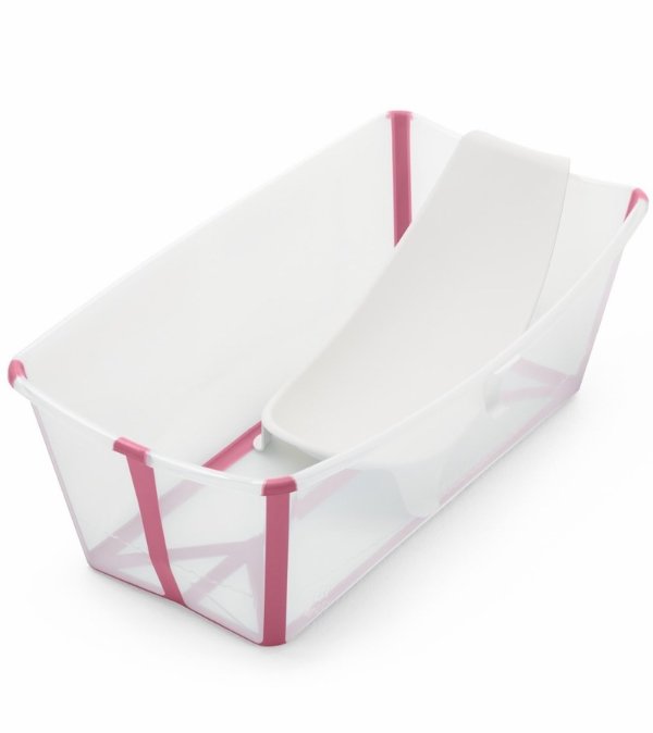 Flexi Bath Heat Sensitive Tub + Newborn Support - Transparent Pink