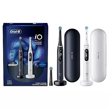 iO Series 7s Rechargeable Electric Toothbrush, Black Onyx and White Alabaster (2 pk.)