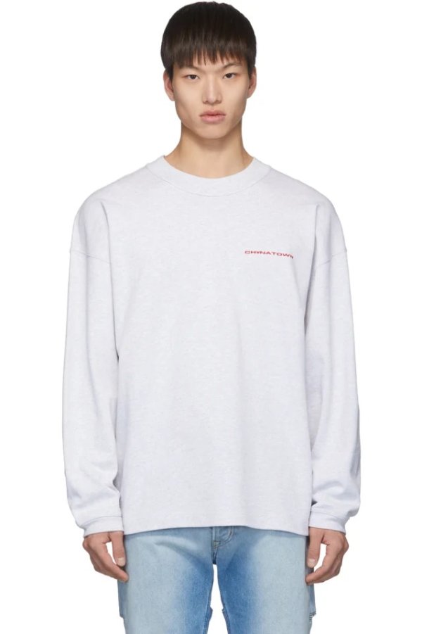 Grey 'Chynatown' Long Sleeve Sweatshirt