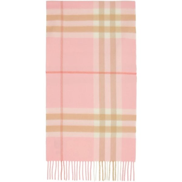 Burberry - Pink Cashmere Giant Check Scarf