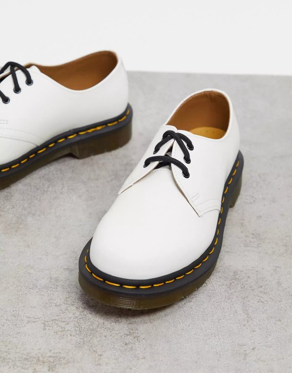 1461 flat leather shoes in white