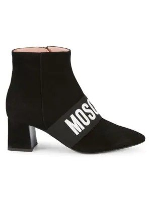 Logo Band Suede Booties