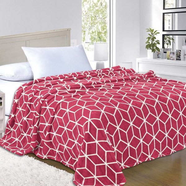 Ultra-Plush Luxury All-Season Velour Cube Print Blanket: Home