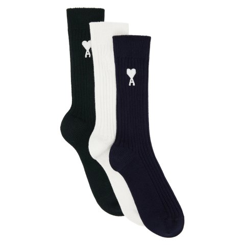 Ami Alexandre MattiussiSSENSE Exclusive Three-Pack Multicolor Ami De Coeur Socks