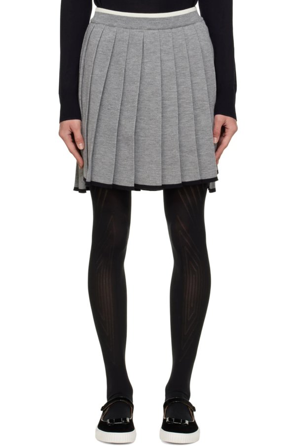 Grey Pleated Miniskirt
